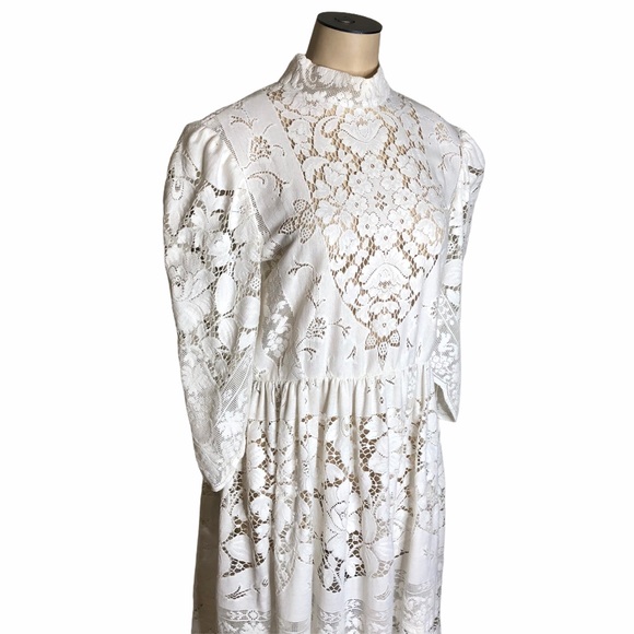 Handmade Sheer White Lace Vintage Style Dress - Picture 4 of 9